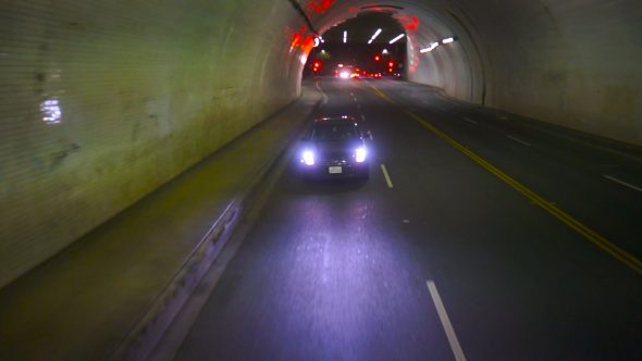 Car In Tunnel Royalty Free Stock Drone Video Footage