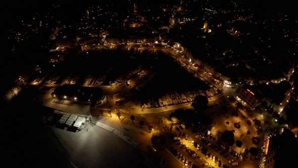 Cassis Night Boat Dock Fly Over Royalty Free Stock Drone Video Footage