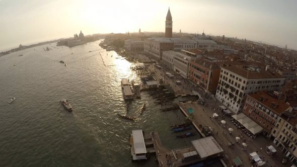 Venice St. Marks Church Royalty Free Stock Drone Video Footage
