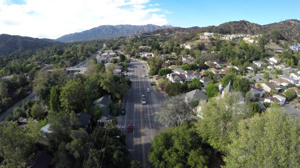 Hill Valley Suburb Royalty Free Stock Drone Video Footage