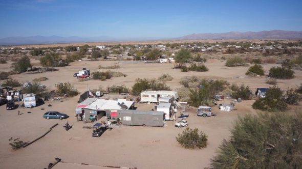 Slab City Community Rise Royalty Free Stock Drone Video Footage
