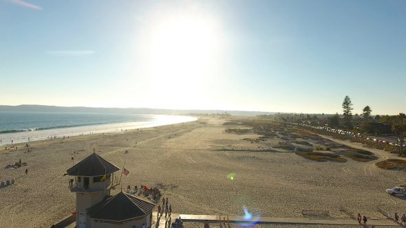 Coronado Sand Dunes and Lifeguard Tower 3 Royalty Free Stock Drone Video Footage