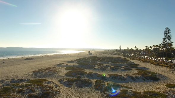 Coronado Sand Dunes and Lifeguard Tower 4 Royalty Free Stock Drone Video Footage