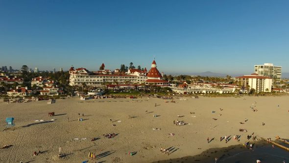 Hotel del Coronado Beach 1 Royalty Free Stock Drone Video Footage