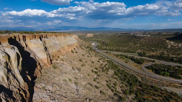 New Mexico Canyon Highway Interchange 1 Royalty Free Stock Drone Video Footage