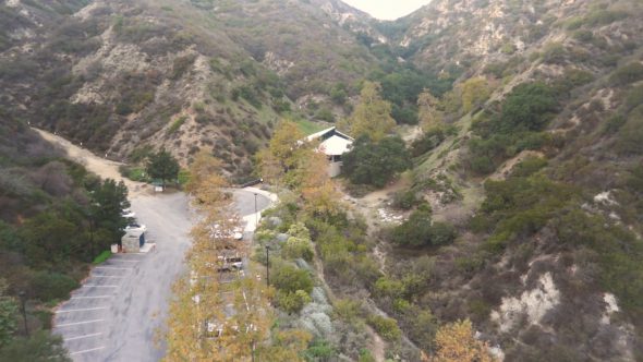 Burbank Hillside Roads Cyclist Royalty Free Stock Drone Video Footage