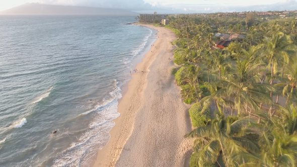 Maui Beach Forward Glide 2 Royalty Free Stock Drone Video Footage