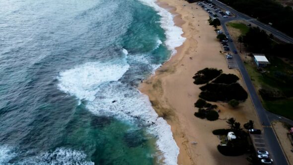 Ocean Coast Aerial Royalty Free Stock Drone Video Footage