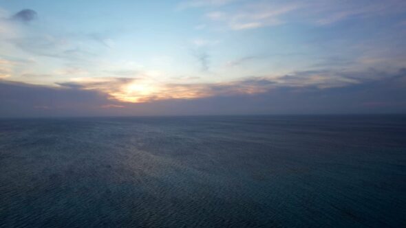 Ocean Dusk Sunset Royalty Free Stock Drone Video Footage