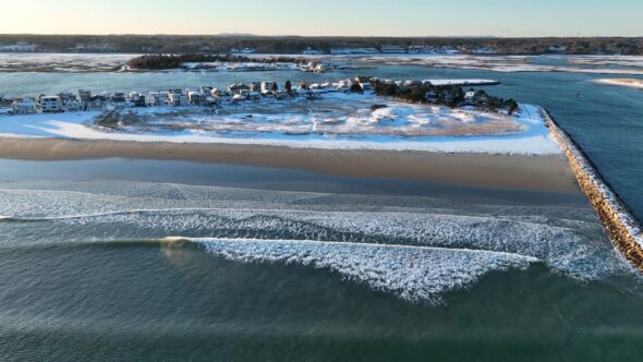 Winter Coast Aerial Royalty Free Stock Drone Video Footage