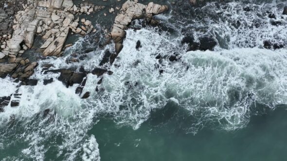 Crashing Waves Water Royalty Free Stock Drone Video Footage