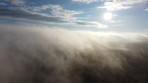 Fog Mist Sunrise Royalty Free Stock Drone Video Footage