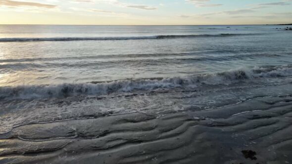 Waves Crashing Beach Royalty Free Stock Drone Video Footage