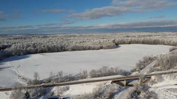 Snowy Winter Landscape Royalty Free Stock Drone Video Footage